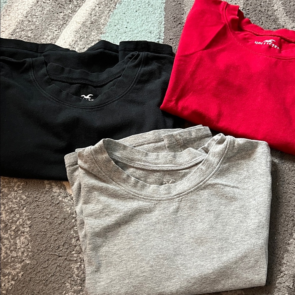 Hollister Black Crewneck Tee with Pink Accent